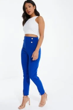 Petite Royal Blue Split Front Trousers -Deals Clothifyr Store 00100037787 XS