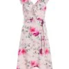 Petite Light Pink Floral Dip Hem Midi Dress