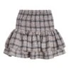 Stone Check Print Ruched Frill Mini Skirt 1 Stone Check Print Ruched Frill Mini Skirt -Deals Clothifyr Store 00100037831 ZM