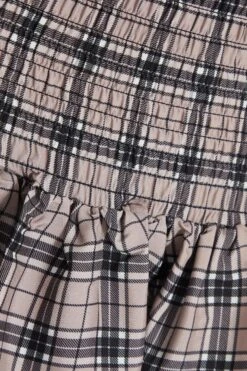 Stone Check Print Ruched Frill Mini Skirt 13 Stone Check Print Ruched Frill Mini Skirt -Deals Clothifyr Store 00100037831 ZS