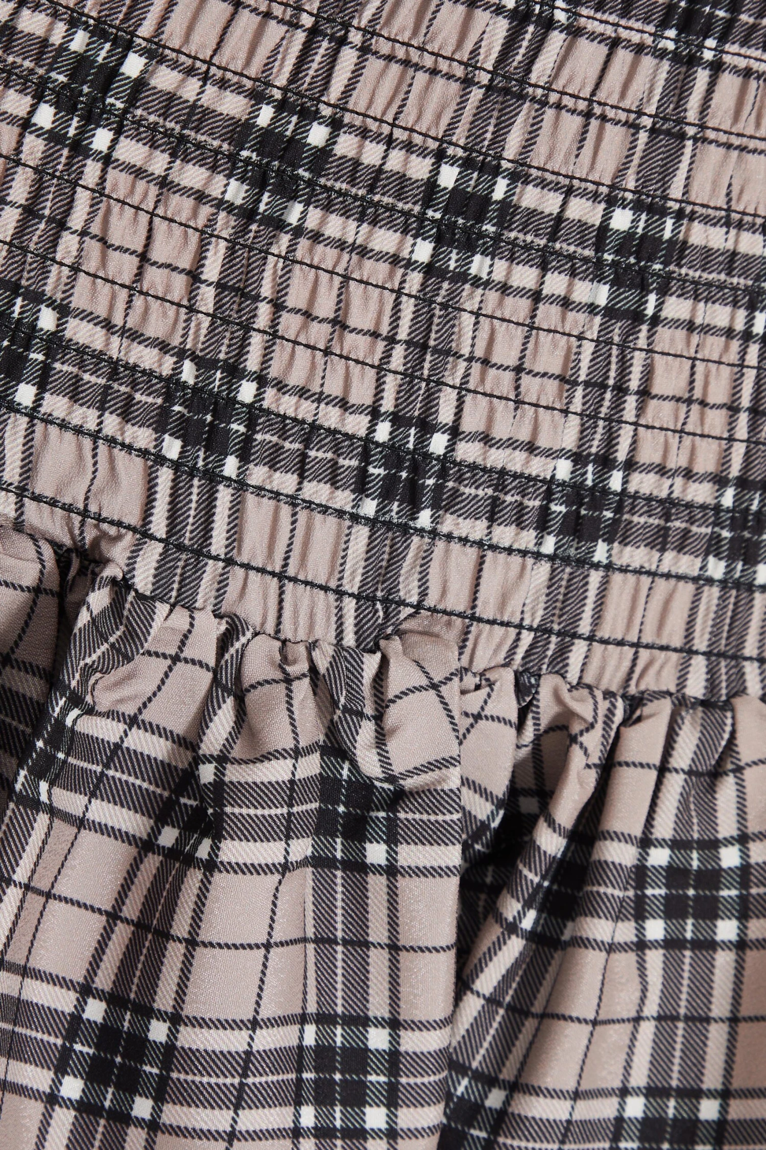 Stone Check Print Ruched Frill Mini Skirt 8 Stone Check Print Ruched Frill Mini Skirt - Image 6