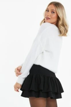 Black Ruched Frill Mini Skirt -Deals Clothifyr Store 00100037833 XB