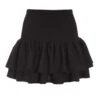 Black Ruched Frill Mini Skirt