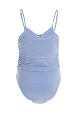 Pale Blue Lace Up Ruched Bodysuit -Deals Clothifyr Store 00100037883 ZB