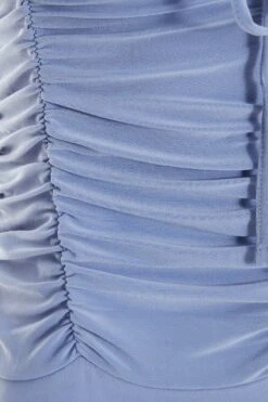 Pale Blue Lace Up Ruched Bodysuit -Deals Clothifyr Store 00100037883 ZS