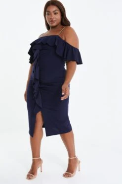 Curve Navy Diamante Strap Midi Dress -Deals Clothifyr Store 00100037963 XS