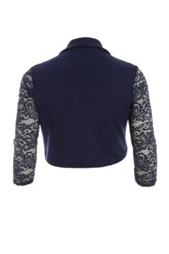 Curve Navy Shawl Lace Crop Jacket -Deals Clothifyr Store 00100037964 ZB