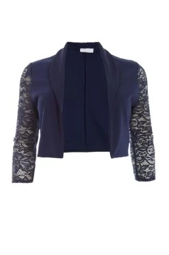 Curve Navy Shawl Lace Crop Jacket