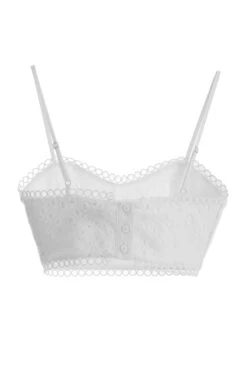 White Broderie Crop Top -Deals Clothifyr Store 00100037966 ZB