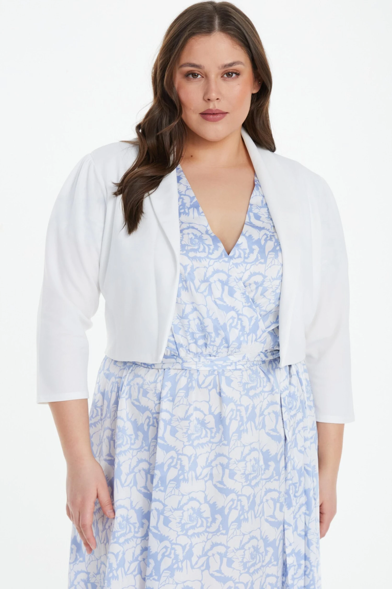 Curve Cream Shawl Collar Crop Jacket 4 Curve Cream Shawl Collar Crop Jacket - Image 2