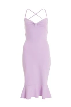 Petite Lilac Bow Tie Back Midi Dress