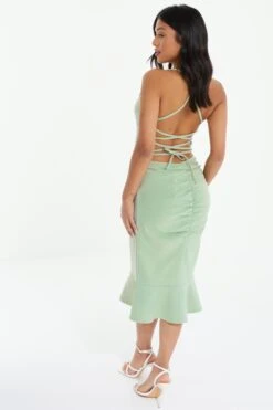 Petite Sage Bow Tie Back Midi Dress -Deals Clothifyr Store 00100037971 XB