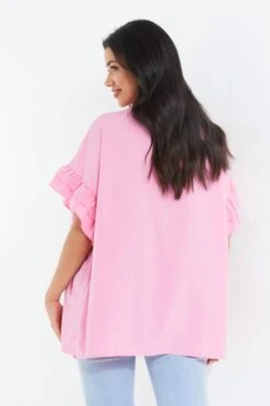 Pink Button Ruched Blouse -Deals Clothifyr Store 00100037995 XB