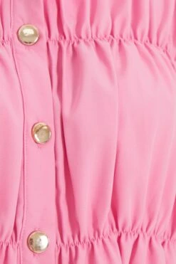 Pink Button Ruched Blouse -Deals Clothifyr Store 00100037995 ZS