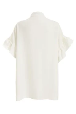 White Button Ruched Blouse -Deals Clothifyr Store 00100037996 ZB