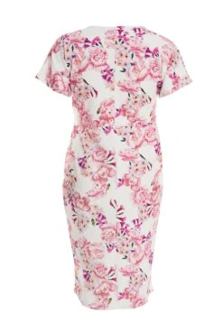 Curve Cream Floral Wrap Midi Dress -Deals Clothifyr Store 00100038020 ZB