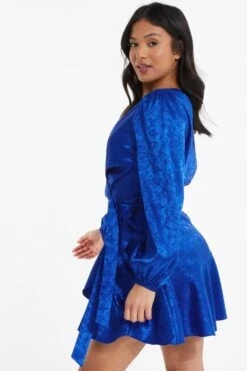 Petite Royal Blue Satin Jacquard Floral Mini Dress 10 Petite Royal Blue Satin Jacquard Floral Mini Dress -Deals Clothifyr Store 00100038115 XB
