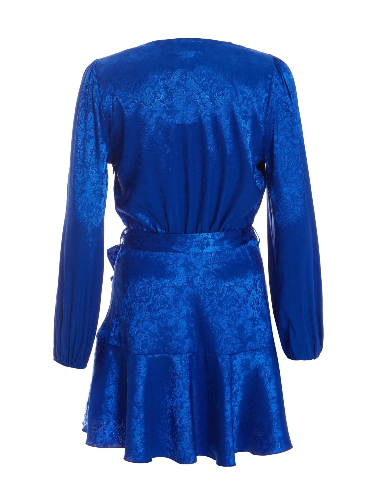 Petite Royal Blue Satin Jacquard Floral Mini Dress 7 Petite Royal Blue Satin Jacquard Floral Mini Dress - Image 5