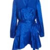 Petite Royal Blue Satin Jacquard Floral Mini Dress -Deals Clothifyr Store 00100038115 ZM