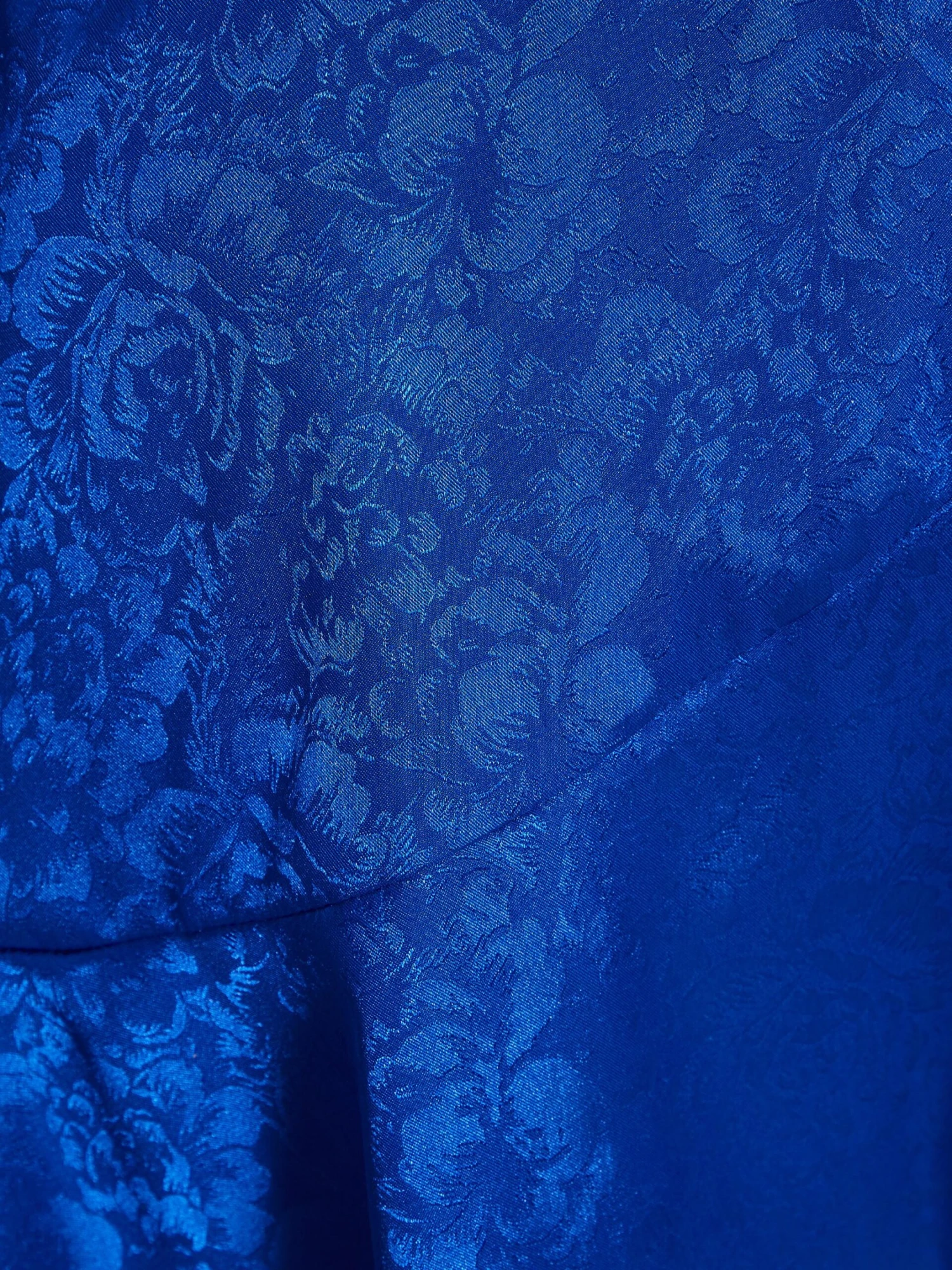 Petite Royal Blue Satin Jacquard Floral Mini Dress 8 Petite Royal Blue Satin Jacquard Floral Mini Dress - Image 6