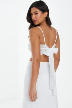 Cream Chiffon Dobby Tie Back Crop Top 10 Cream Chiffon Dobby Tie Back Crop Top -Deals Clothifyr Store 00100038121 XB