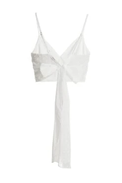 Cream Chiffon Dobby Tie Back Crop Top 12 Cream Chiffon Dobby Tie Back Crop Top -Deals Clothifyr Store 00100038121 ZB