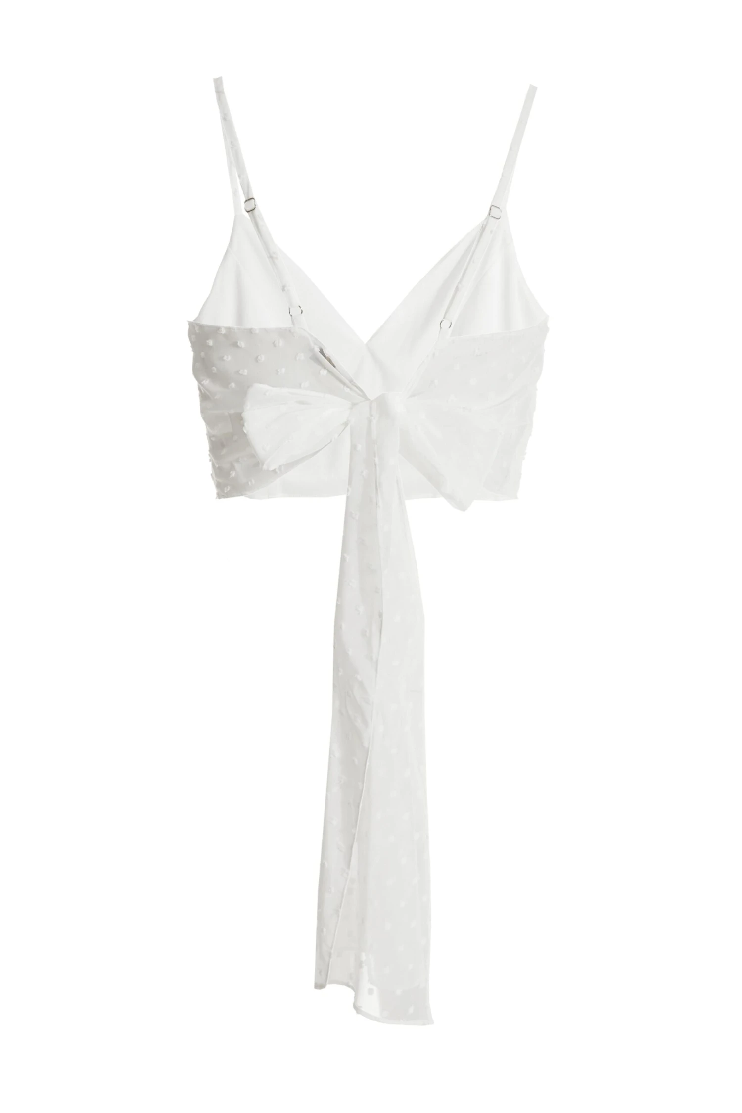 Cream Chiffon Dobby Tie Back Crop Top 7 Cream Chiffon Dobby Tie Back Crop Top - Image 5