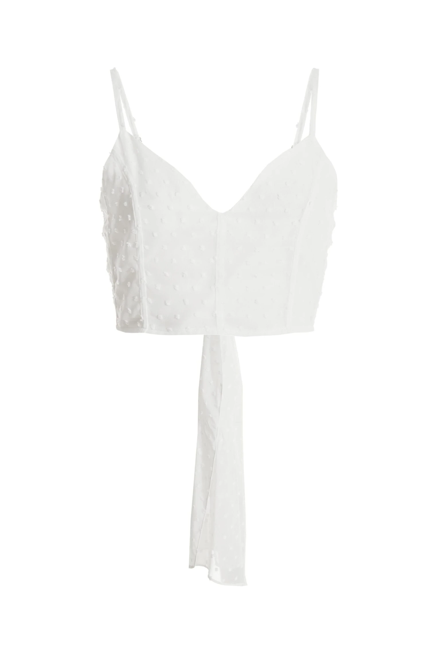 Cream Chiffon Dobby Tie Back Crop Top 3 Cream Chiffon Dobby Tie Back Crop Top