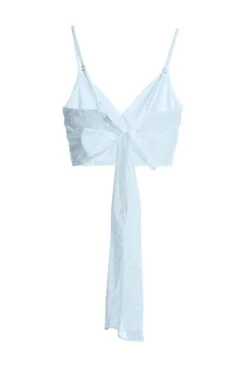 Blue Chiffon Dobby Tie Back Crop Top 12 Blue Chiffon Dobby Tie Back Crop Top -Deals Clothifyr Store 00100038122 ZB