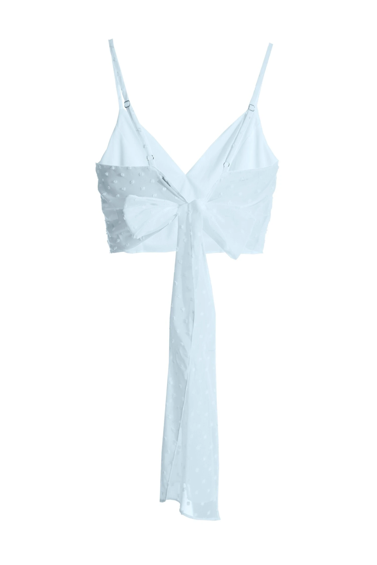 Blue Chiffon Dobby Tie Back Crop Top 7 Blue Chiffon Dobby Tie Back Crop Top - Image 5