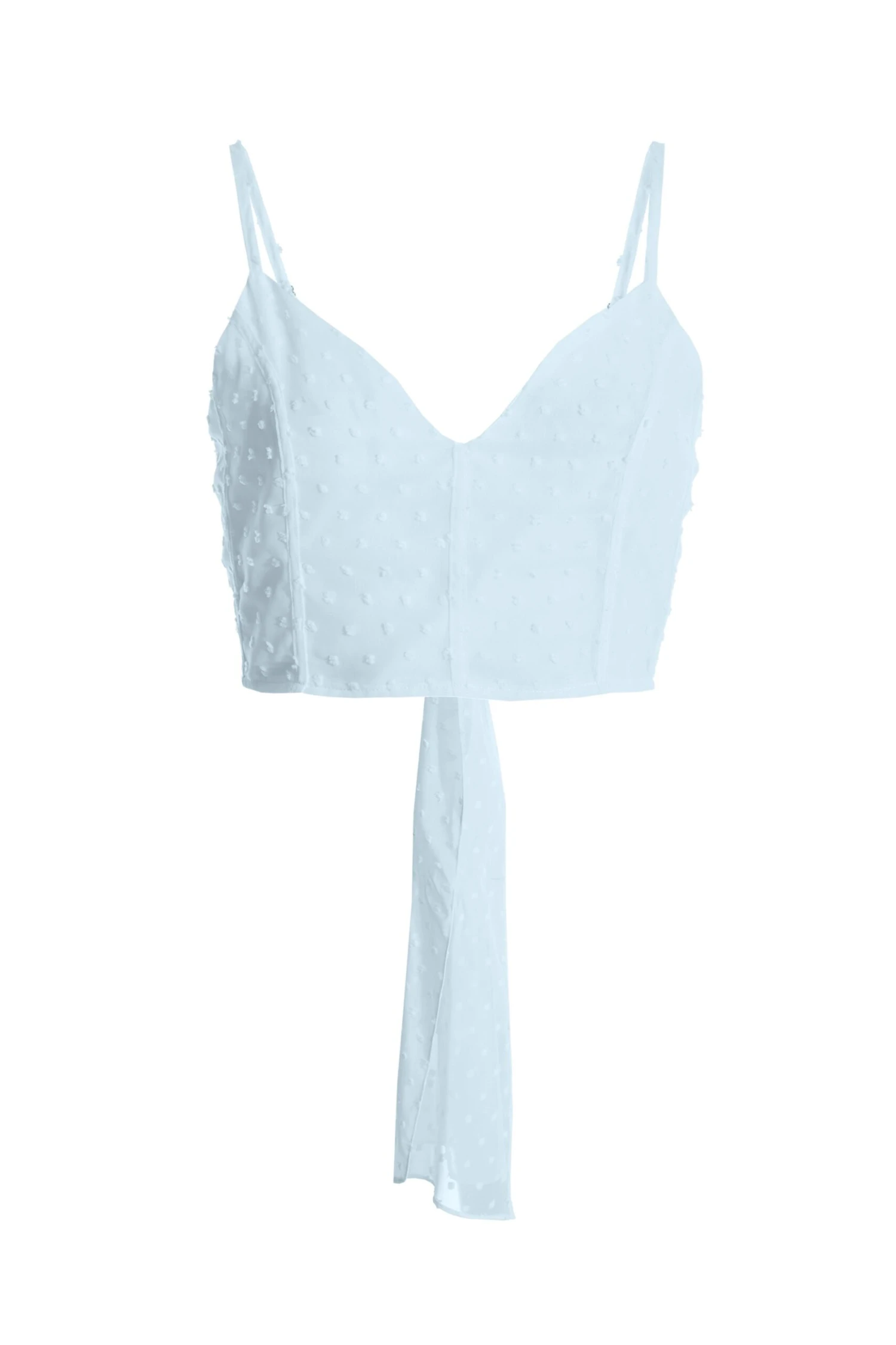 Blue Chiffon Dobby Tie Back Crop Top 3 Blue Chiffon Dobby Tie Back Crop Top