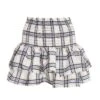White Check Print Ruched Frill Mini Skirt -Deals Clothifyr Store 00100038133 ZM