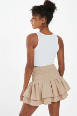 Stone Ruched Frill Mini Skirt -Deals Clothifyr Store 00100038134 XB