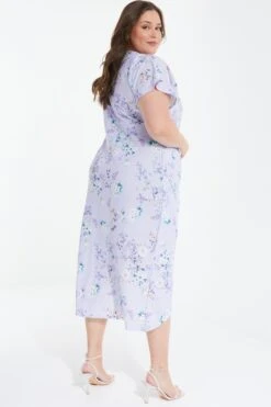 Curve Lilac Floral Wrap Midi Dress 10 Curve Lilac Floral Wrap Midi Dress -Deals Clothifyr Store 00100038191 XB