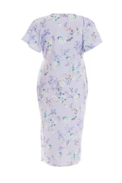 Curve Lilac Floral Wrap Midi Dress 12 Curve Lilac Floral Wrap Midi Dress -Deals Clothifyr Store 00100038191 ZB