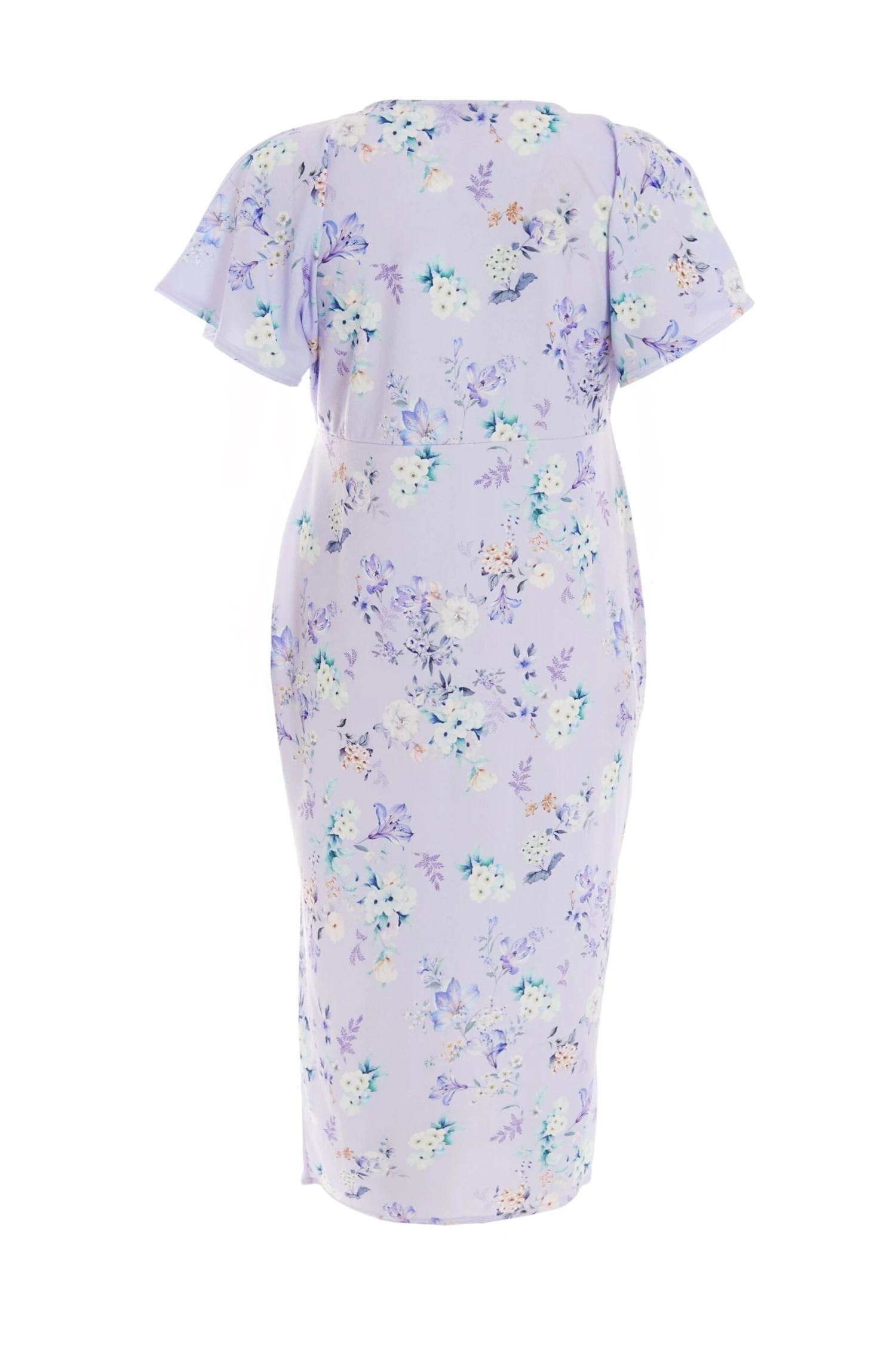 Curve Lilac Floral Wrap Midi Dress 7 Curve Lilac Floral Wrap Midi Dress - Image 5