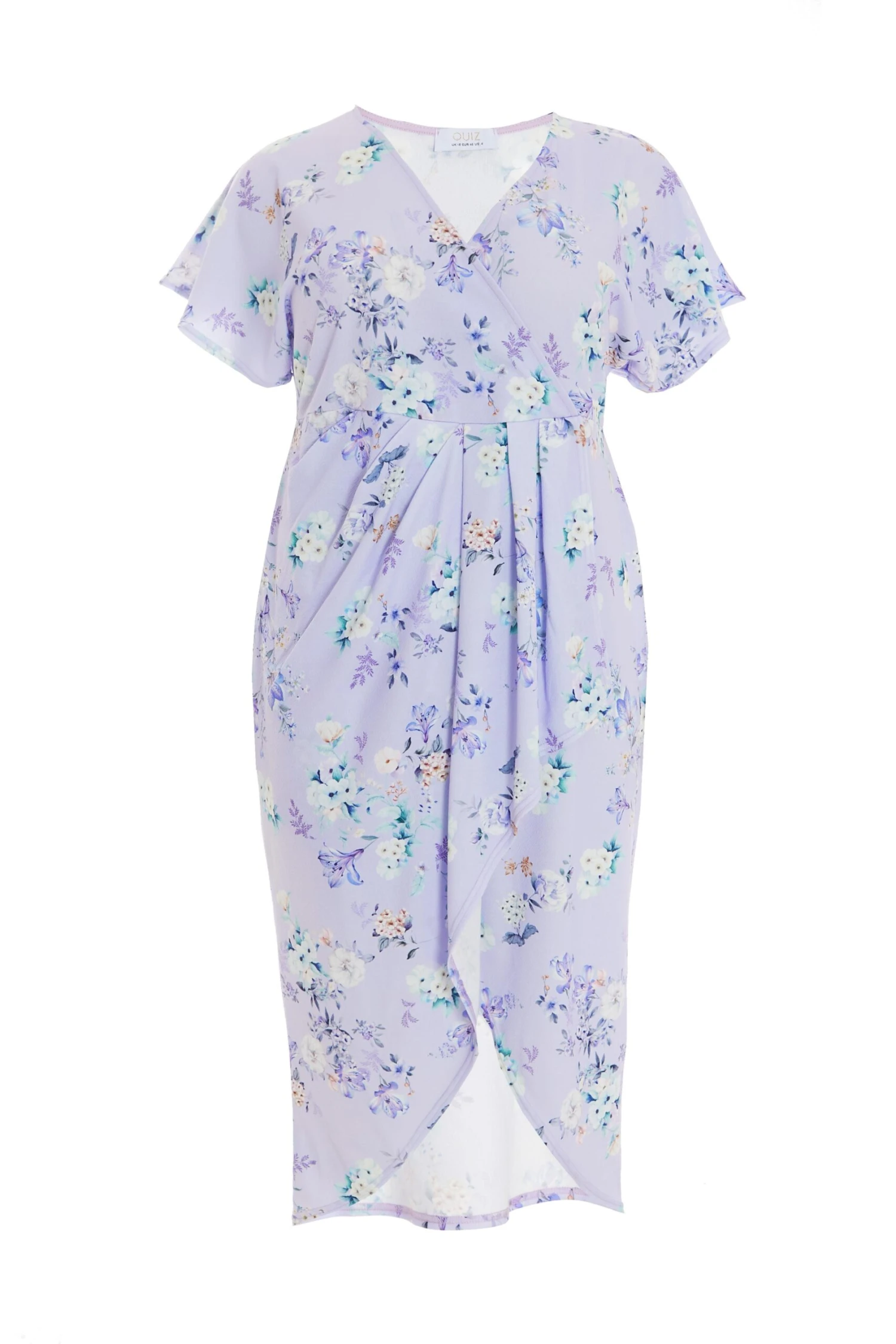 Curve Lilac Floral Wrap Midi Dress 3 Curve Lilac Floral Wrap Midi Dress