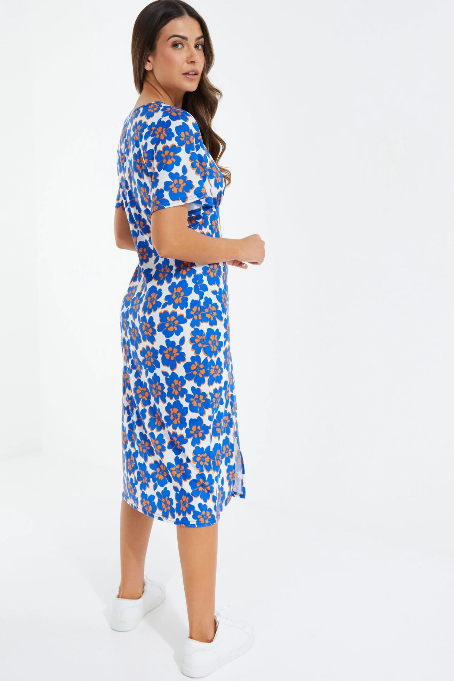 Petite Royal Blue Floral Midi Dress 5 Petite Royal Blue Floral Midi Dress - Image 3