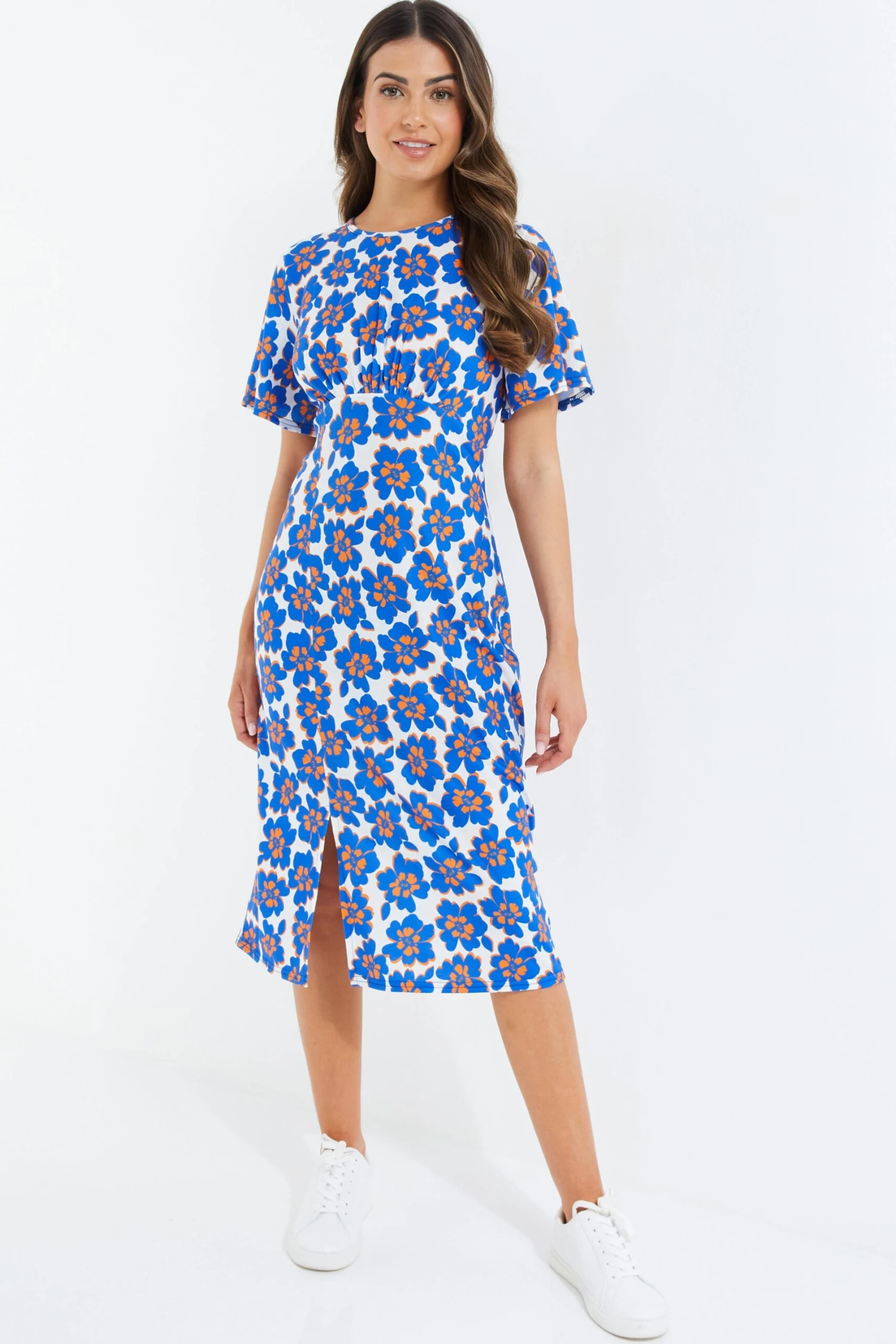 Petite Royal Blue Floral Midi Dress 4 Petite Royal Blue Floral Midi Dress - Image 2