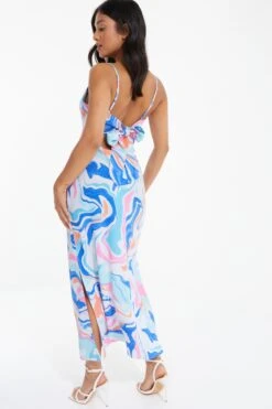 Petite Multicolored Marble Print Midaxi Dress -Deals Clothifyr Store 00100038197 XB