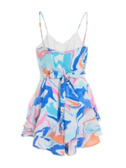Petite Multicolored Marble Print Tie Back Playsuit 12 Petite Multicolored Marble Print Tie Back Playsuit -Deals Clothifyr Store 00100038198 ZB