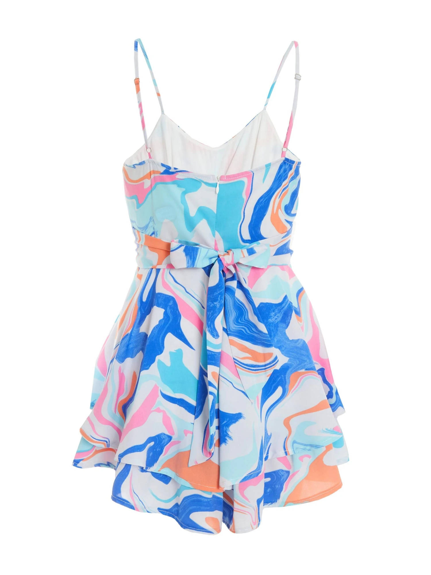 Petite Multicolored Marble Print Tie Back Playsuit 7 Petite Multicolored Marble Print Tie Back Playsuit - Image 5