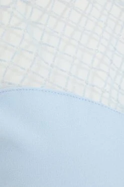 Light Blue Mesh Peplum Top -Deals Clothifyr Store 00100038321 ZS