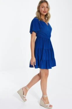 Royal Blue Wrap Skater Dress 11 Royal Blue Wrap Skater Dress -Deals Clothifyr Store 00100038349 XS