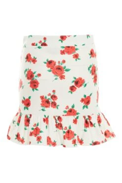 White Floral Ruched Mini Skirt 12 White Floral Ruched Mini Skirt -Deals Clothifyr Store 00100038372 ZB