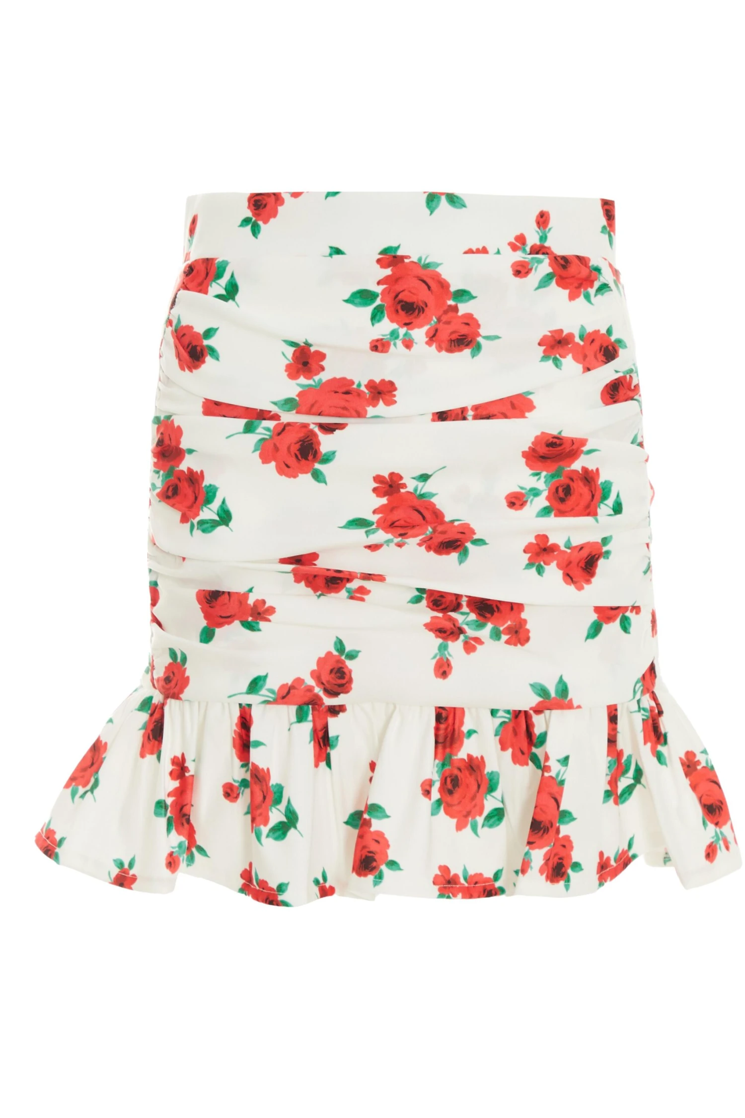White Floral Ruched Mini Skirt 3 White Floral Ruched Mini Skirt