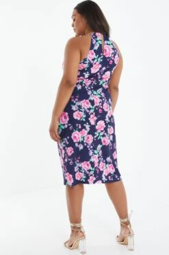 Curve Navy Floral Halter Neck Midi Dress 10 Curve Navy Floral Halter Neck Midi Dress -Deals Clothifyr Store 00100038383 XB