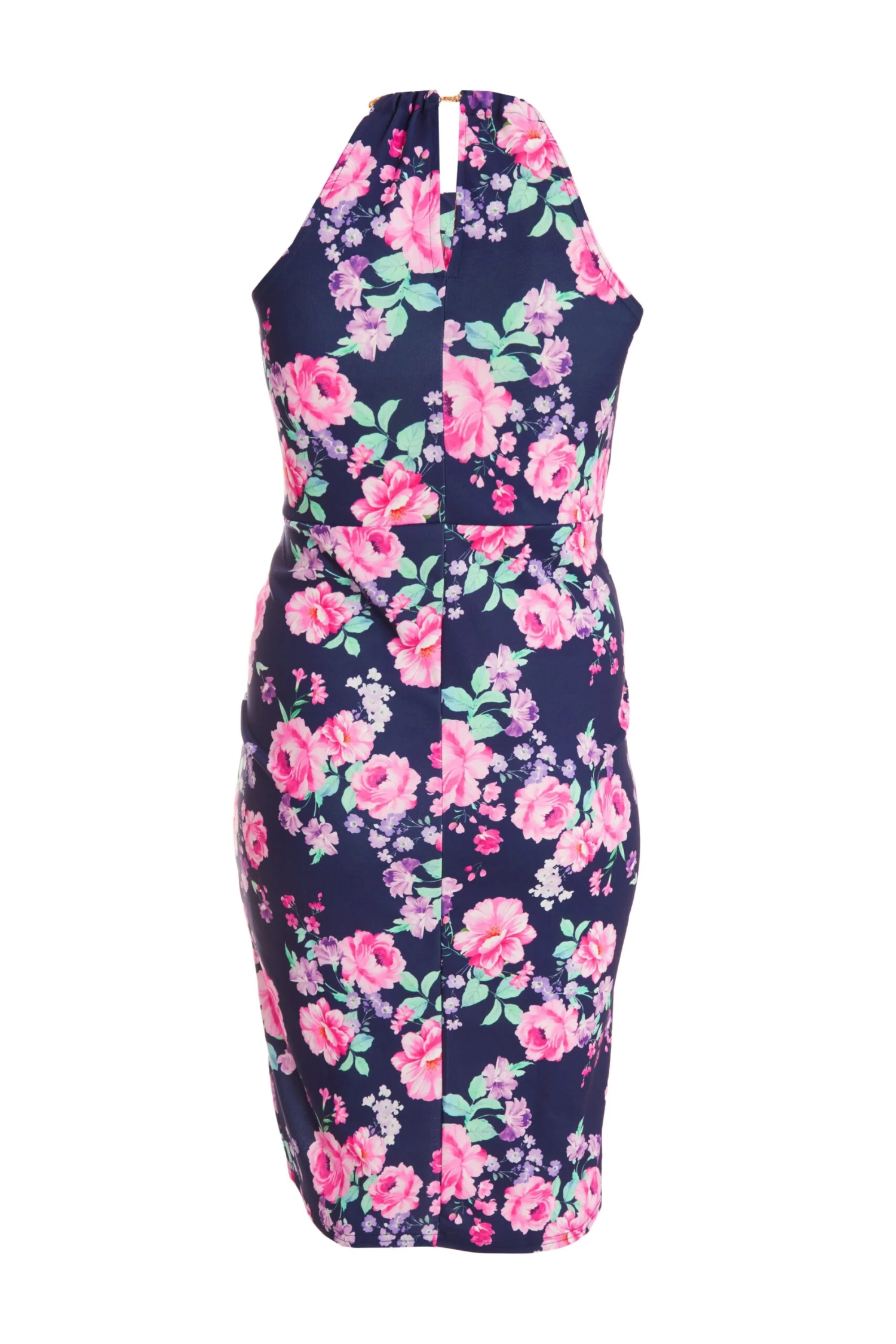 Curve Navy Floral Halter Neck Midi Dress 7 Curve Navy Floral Halter Neck Midi Dress - Image 5