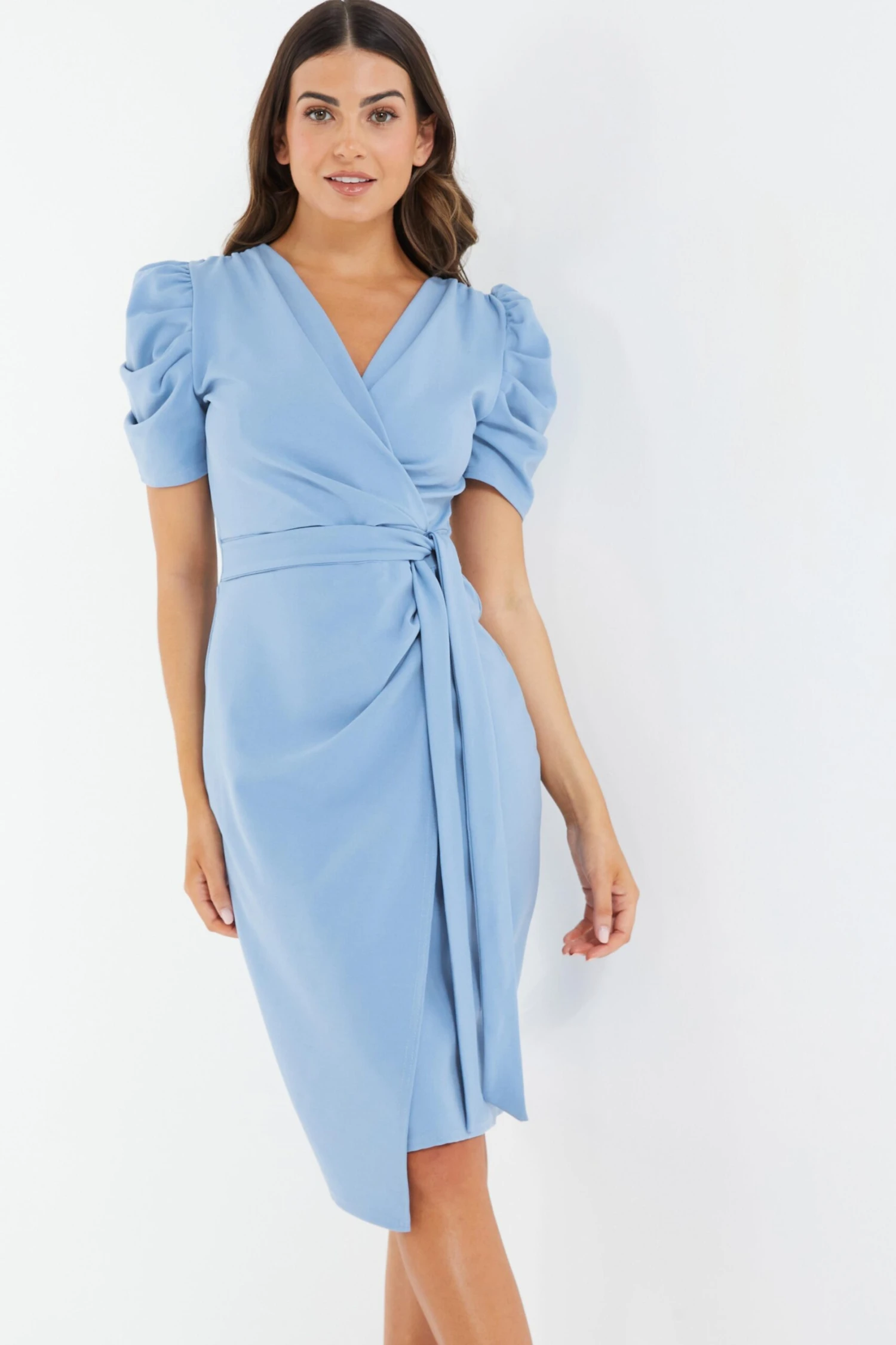 Petite Blue Wrap Midi Dress 4 Petite Blue Wrap Midi Dress - Image 2