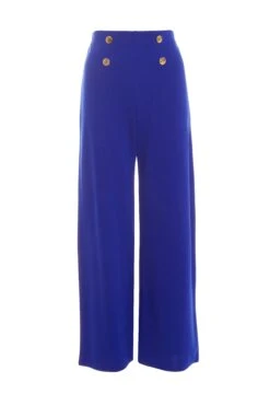 Petite Royal Blue Button Palazzo Trousers